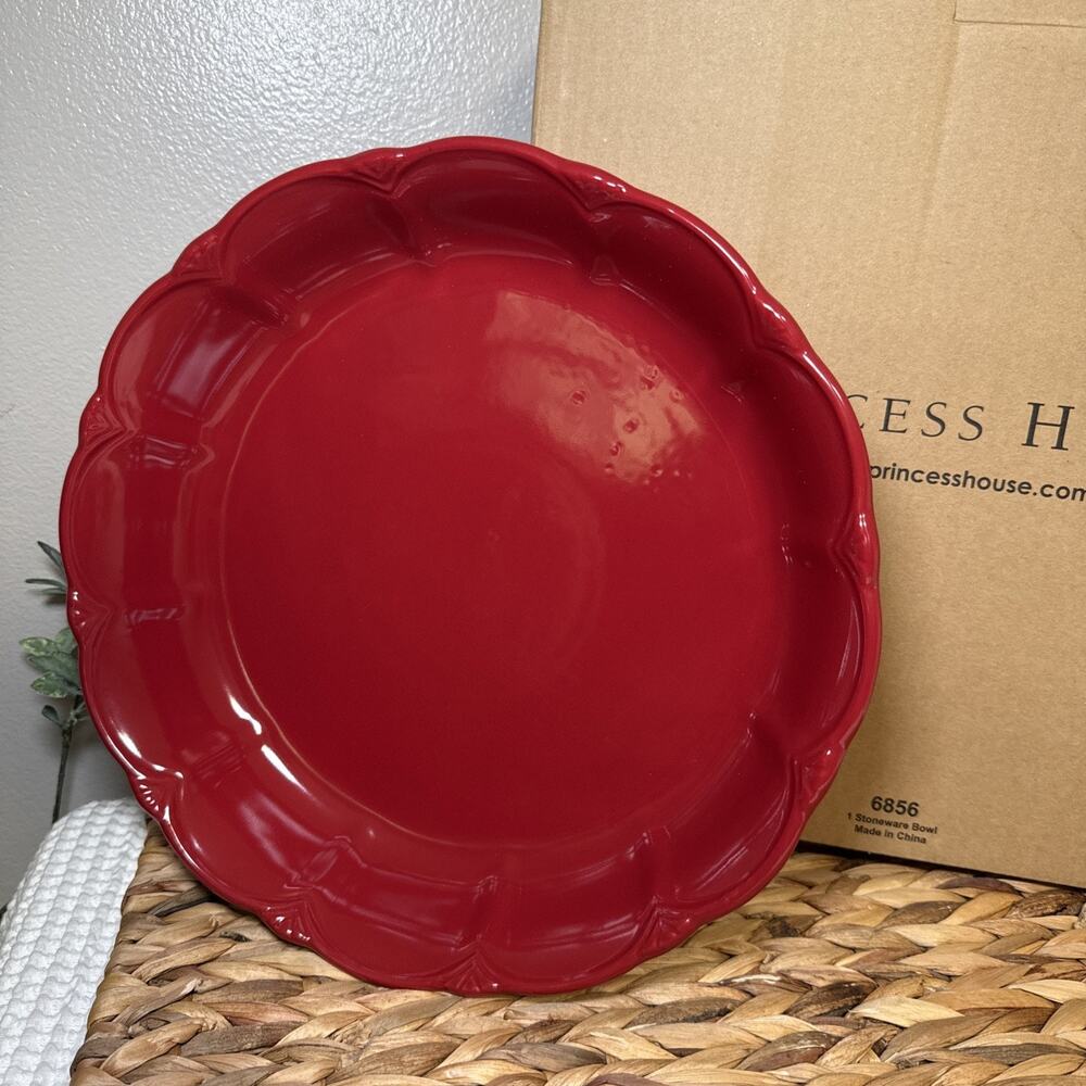 Princess House Pavillion Red Stoneware Serving Bowl #6856 – 12” – Original Box